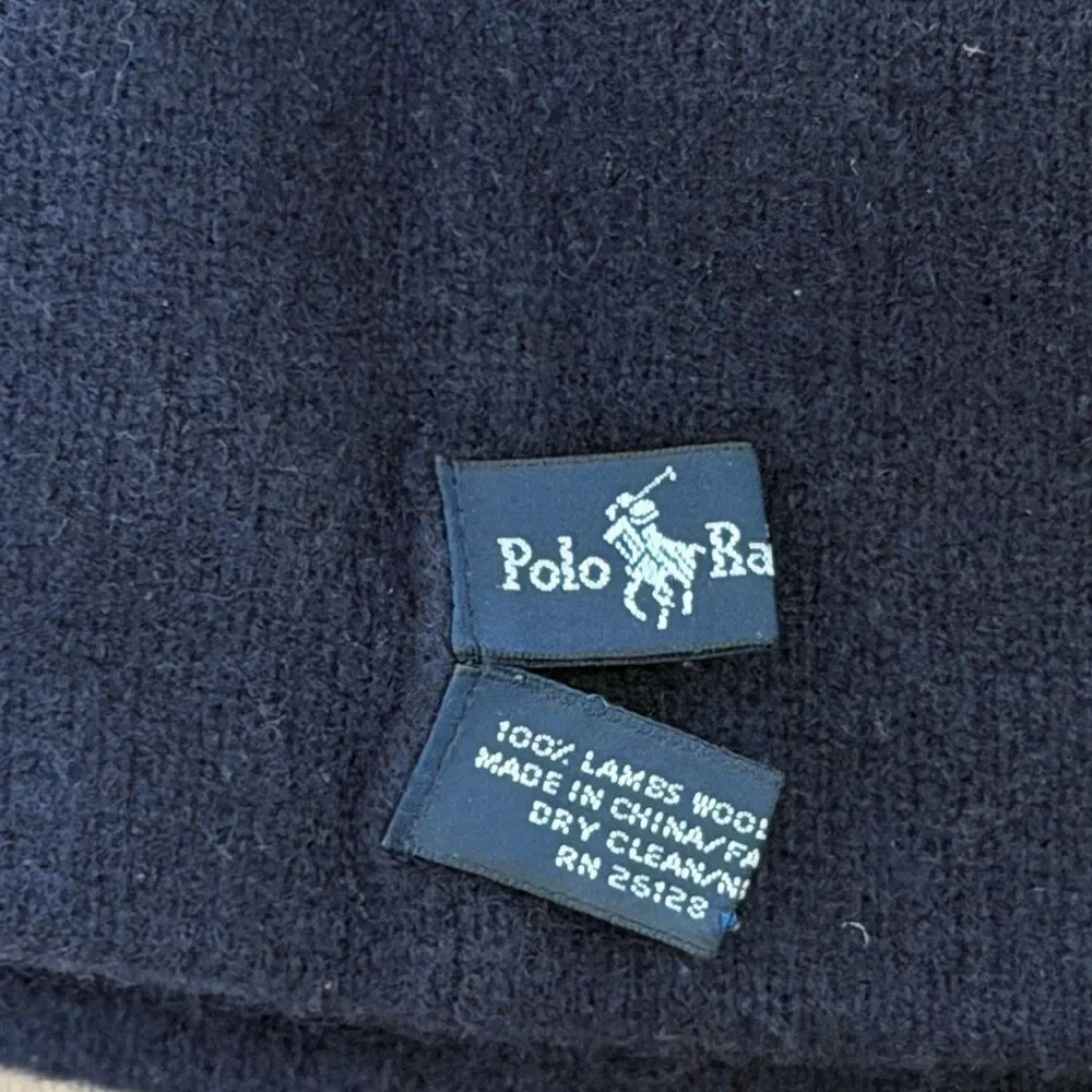 Ralph Lauren Polo Beanie Hat Navy Blue Merino Wool